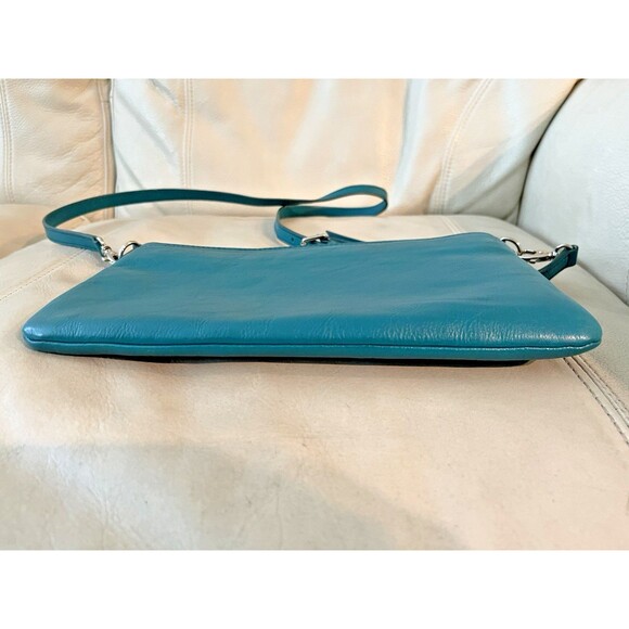 Fossil Sydney Leather Top Zip Crossbody Clutch Handbag Purse Bag ZB5701 Green - Picture 5 of 15